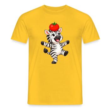 Zebra süß Cartoon tanzend Tomate balancieren - Männer T-Shirt - Gelb - Vorne - AI Model Male 178 dark (178cm)