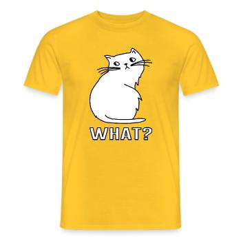 Niedliche Katze What - Männer T-Shirt - Gelb - Vorne - AI Model Male 178 dark (178cm)