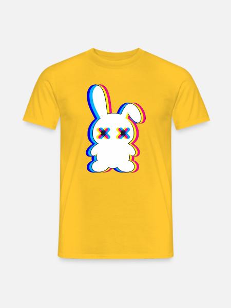 Glitch-Hase mit X-Augen - Männer T-Shirt - Gelb