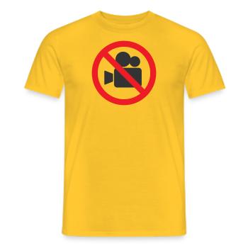 NO VIDEO RECORDING - Men's T-Shirt - yellow - Front - AI Model Male 178 dark (178cm)