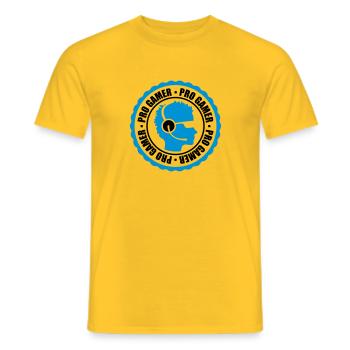button stamp round circle sticker head logo design - Men's T-Shirt - yellow - Front - AI Model Male 178 dark (178cm)
