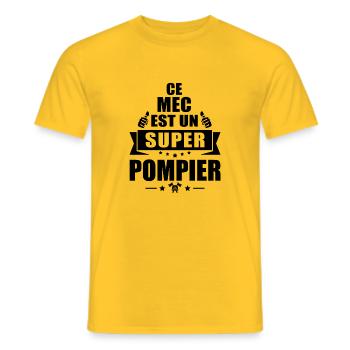 ce mec est un super pompier / humour pompier - T-shirt homme - jaune - Devant - AI Model Male 178 dark (178cm)