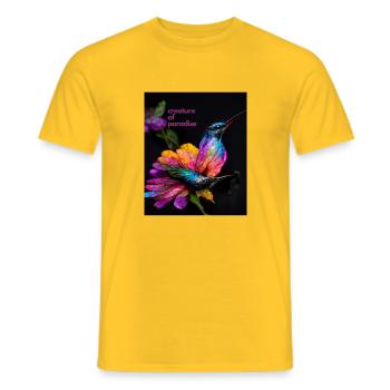 Créature paradisiaque - un magnifique colibri coloré - T-shirt homme - jaune - Devant - AI Model Male 178 dark (178cm)