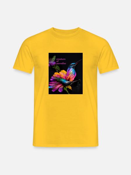 Paradise creature - a beautiful, colorful hummingbird - Men's T-Shirt - yellow