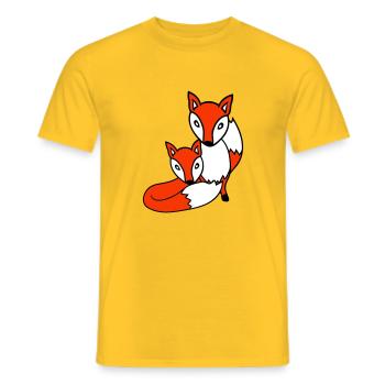 2 Foxes Friends Red Fox Two Wild Animals Team - Men's T-Shirt - yellow - Front - AI Model Male 178 dark (178cm)