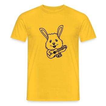Lapin jouant de la guitare Musique Instrument de loisir amusant - T-shirt homme - jaune - Devant - AI Model Male 178 dark (178cm)
