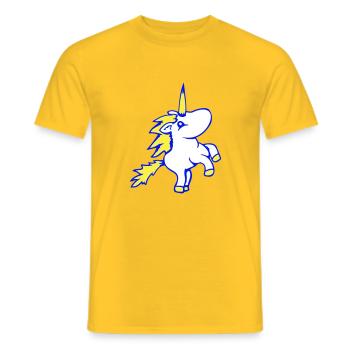 Unicorn Jumping Up Front Legs Cute Cartoon Horse - Men's T-Shirt - yellow - Front - AI Model Male 178 dark (178cm)