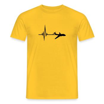 logo pulse frequency heartbeat line airplane airpl - Men's T-Shirt - yellow - Front - AI Model Male 178 dark (178cm)