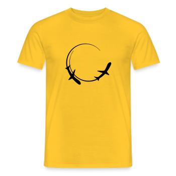 2 curve logo circle round line airplane plane fly - Men's T-Shirt - yellow - Front - AI Model Male 178 dark (178cm)