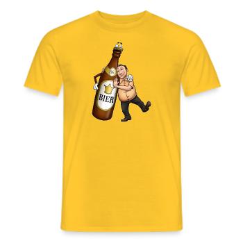 AD - Bier Freund - der mit der Bierflasche - Männer T-Shirt - Gelb - Vorne - AI Model Male 178 dark (178cm)