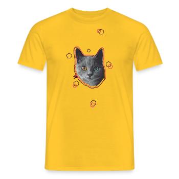 Katze - Männer T-Shirt - Gelb - Vorne - AI Model Male 178 dark (178cm)