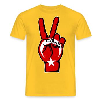 Turkey Flag Peace Victory Symbol - Men's T-Shirt - yellow - Front - AI Model Male 178 dark (178cm)