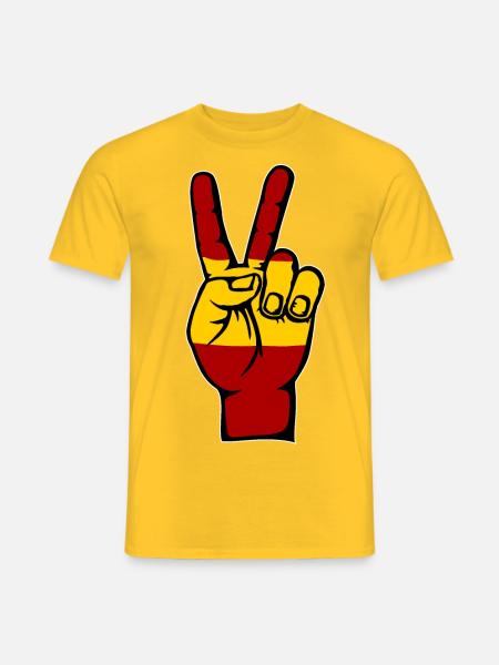 Spanien Flagge Frieden Victory Symbol - Männer T-Shirt - Gelb