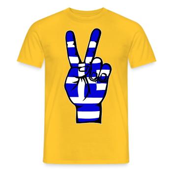 Symbole de victoire de la paix du drapeau de la Grèce - T-shirt homme - jaune - Devant - AI Model Male 178 dark (178cm)