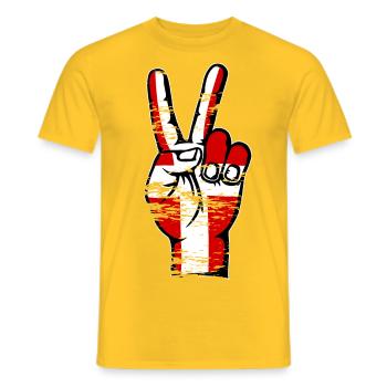 Denmark Flag Peace Victory Symbol used - Men's T-Shirt - yellow - Front - AI Model Male 178 dark (178cm)