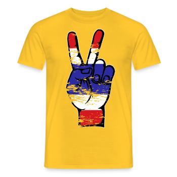 Drapeau de la Thaïlande Paix Victoire Symbole Utilisé - T-shirt homme - jaune - Devant - AI Model Male 178 dark (178cm)