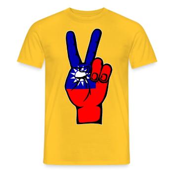 Drapeau de Taïwan Symbole de victoire de la paix - T-shirt homme - jaune - Devant - AI Model Male 178 dark (178cm)