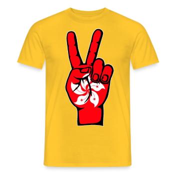 Hong Kong Flag Peace Victory Symbol - Men's T-Shirt - yellow - Front - AI Model Male 178 dark (178cm)