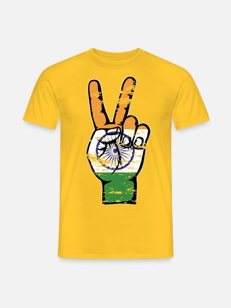 India Flag Peace Victory Symbol Used - Men's T-Shirt - yellow