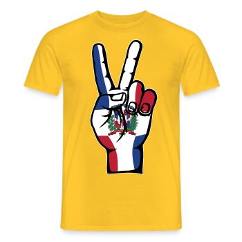 Symbole de la victoire de la République dominicaine - T-shirt homme - jaune - Devant - AI Model Male 178 dark (178cm)