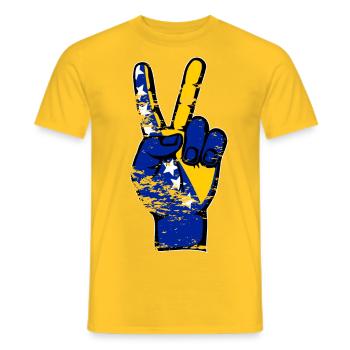Symbole de victoire de la paix du drapeau de la Bosnie utilisé - T-shirt homme - jaune - Devant - AI Model Male 178 dark (178cm)