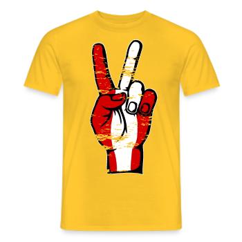 Peru Flag Peace Victory Symbol used - Men's T-Shirt - yellow - Front - AI Model Male 178 dark (178cm)
