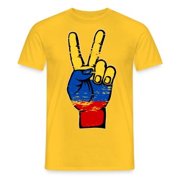Symbole de paix du drapeau de la Colombie utilisé - T-shirt homme - jaune - Devant - AI Model Male 178 dark (178cm)