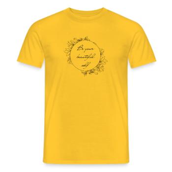 Be Your Beautiful Self – Motif floral délicat - T-shirt homme - jaune - Devant - AI Model Male 178 dark (178cm)