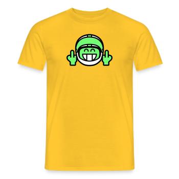 Émoticône Sourire avec casque de moto et doigt puant - T-shirt homme - jaune - Devant - AI Model Male 178 dark (178cm)