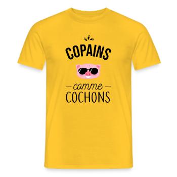 Copains comme cochons - T-shirt homme - jaune - Devant - AI Model Male 178 dark (178cm)