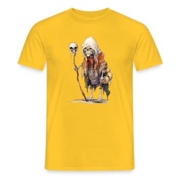 Magicien osseux avec bâton de crâne – Fantasy - T-shirt homme - jaune - Devant - AI Model Male 178 dark (178cm)