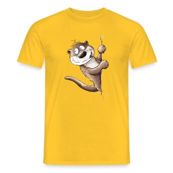 Droll Otter Animal Motif I Sea Otter - Men's T-Shirt - yellow - Front - AI Model Male 178 dark (178cm)