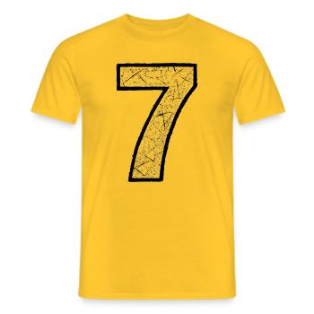 Rissiger Sieben Ziffer Muster - Männer T-Shirt - Gelb - Vorne - AI Model Male 178 dark (178cm)
