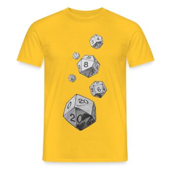 Black and White Role-Playing Dice – Falling Dice - Men's T-Shirt - yellow - Front - AI Model Male 178 dark (178cm)