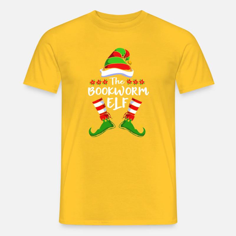Elfe Elf Weihnachtsgeschenk Bücher Lesen - Männer T-Shirt - Gelb