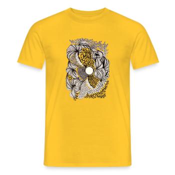 Black and White Flower Swirl Pattern - Men's T-Shirt - yellow - Front - AI Model Male 178 dark (178cm)
