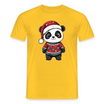 Noël de Noël Panda - T-shirt homme - jaune - Devant - AI Model Male 178 dark (178cm)