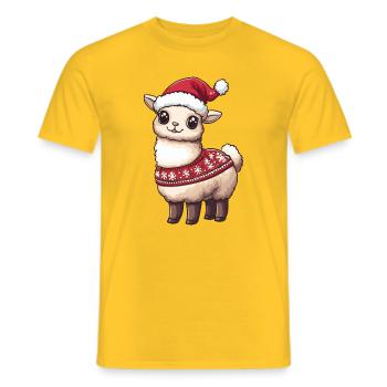Alpaca Llama Christmas Xmas - Men's T-Shirt - yellow - Front - AI Model Male 178 dark (178cm)
