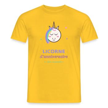 Licorne anniversaire magique - T-shirt homme - jaune - Devant - AI Model Male 178 dark (178cm)