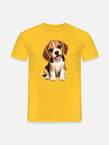 Süßer Beagle Welpe Hund Cartoon - Männer T-Shirt - Gelb