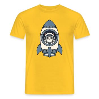 Katze Astronaut Rakete Weltraum Katze Vektor Shirt - Männer T-Shirt - Gelb - Vorne - AI Model Male 178 dark (178cm)