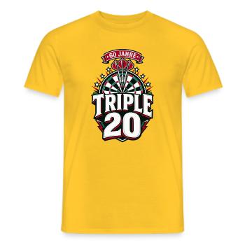 Dart Triple 20 Jubiläum - Männer T-Shirt - Gelb - Vorne - AI Model Male 178 dark (178cm)