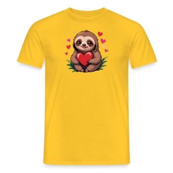 Verschenke dieses süße Faultier zum Valentinstag - Männer T-Shirt - Gelb - Vorne - AI Model Male 178 dark (178cm)