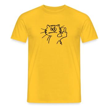 Katze mit Stinkefinger - Männer T-Shirt - Gelb - Vorne - AI Model Male 178 dark (178cm)