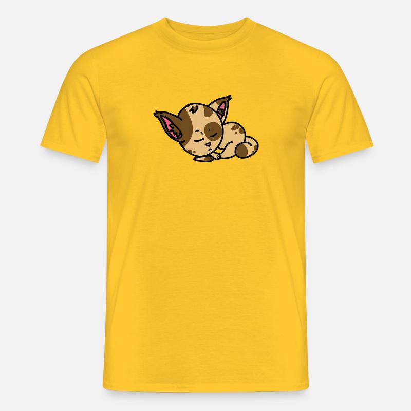 Schlafende Katze Comic Figur - Geschenkidee - Männer T-Shirt - Gelb