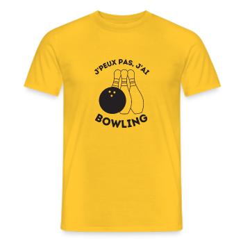 Bowling - T-shirt homme - jaune - Devant - AI Model Male 178 dark (178cm)