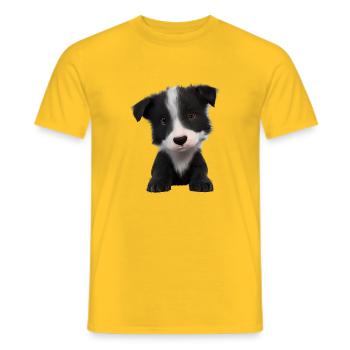 Propriétaire de chien Border Collie Amoureux des chiens - T-shirt homme - jaune - Devant - AI Model Male 178 dark (178cm)