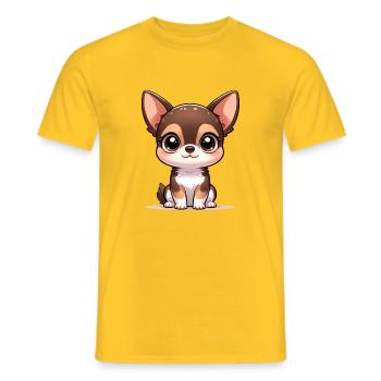 Illustration numérique de Chihuahua mignon - T-shirt homme - jaune - Devant - AI Model Male 178 dark (178cm)