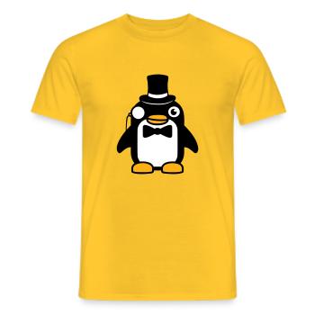 Pinguin Gentleman Sir Herr Zylinder Hut Monokel - Männer T-Shirt - Gelb - Vorne - AI Model Male 178 dark (178cm)