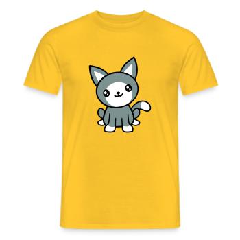 Cat Pet Cute Cute Kitten Friendly - Men's T-Shirt - yellow - Front - AI Model Male 178 dark (178cm)